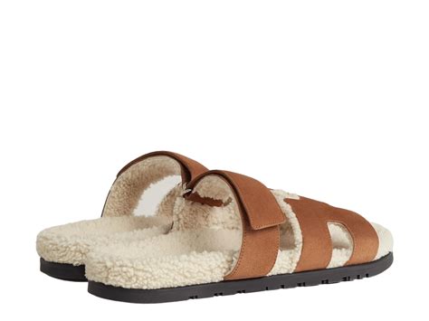 hermes chypre woolskin sandals|HERMES Suede Goatskin Woolskin Womens Chypre Sandals .